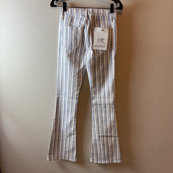 New FRAME Le High Flare Surfer Stripe High Waist Jeans Dutch Blue Multi NWT 25 - Picture 13 of 16